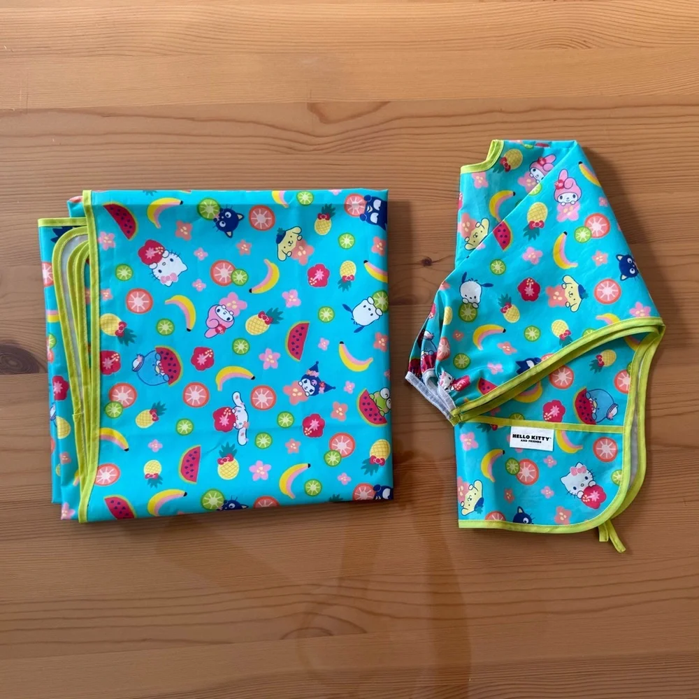 Bumkins Hello Kitty Sleeved Bib and Splat Mat Set